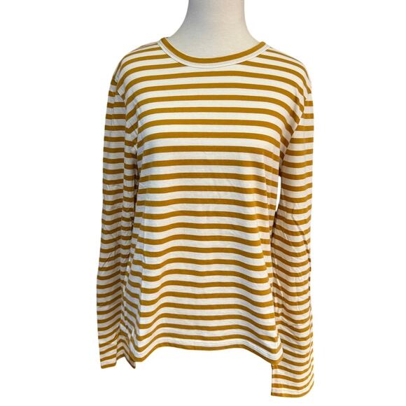 La Ligne Long Sleeve Striped Meredith Tee – Size L – Mustard & White - Picture 1 of 3